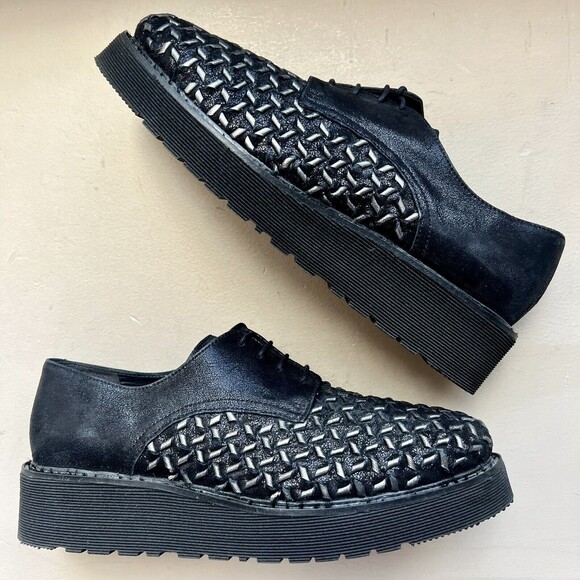 Pons Quintana Black Leather Shoes Pewter Silver Accents & Platform Soles EU 40 - Picture 16 of 16